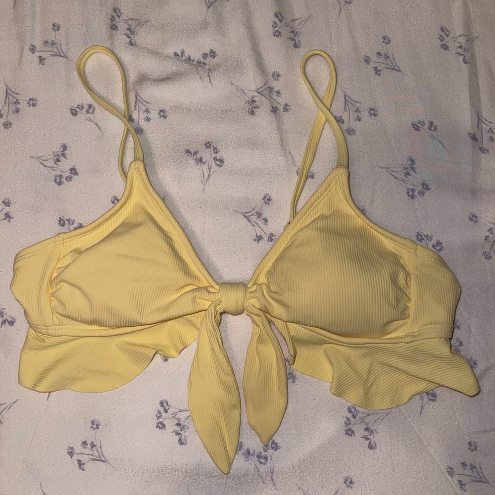 Yellow Ruffled Bikini Top